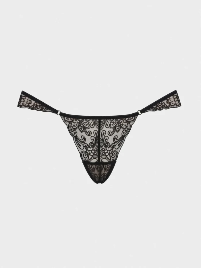 COMPLETO INTIMO DONNA GISELA BUSTIER NON IMBOTTITO E BRASILIANA PIZZO E TULLE NERO - immagine 7