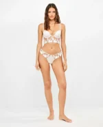 COMPLETO INTIMO DONNA GISELA BUSTIER CON FERRETTO E COPPA PREFORMATA, BRASILIANA COLOR BIANCO SPORCO SATINATO - immagine 2