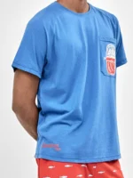 PIGIAMA UOMO GISELA IN COTONE MAGLIETTA BLU E SHORT ROSSO A FANTASIA - immagine 3