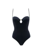 COSTUME DONNA MATINEE INTERO CON BALCONCINO LYCRA LUCIDA NERA - immagine 3