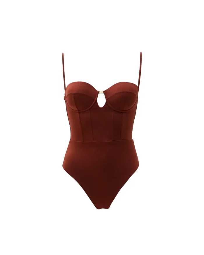 COSTUME DONNA MATINEE INTERO A BALCONCINA IN LYCRA LUCIDA COLOR VINO - immagine 2