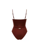 COSTUME DONNA MATINEE INTERO A BALCONCINA IN LYCRA LUCIDA COLOR VINO - immagine 3