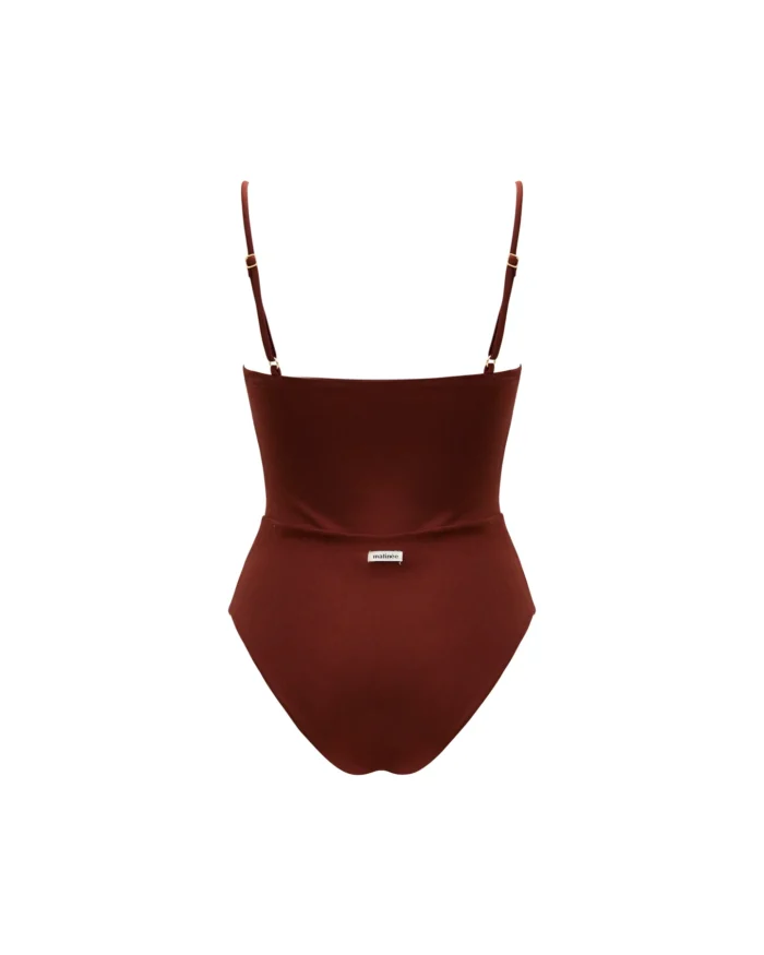 COSTUME DONNA MATINEE INTERO A BALCONCINA IN LYCRA LUCIDA COLOR VINO - immagine 3
