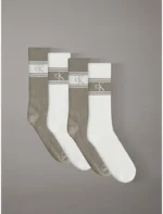 CALZINI UOMO CALVIN KLEIN IN SPUGNA LEGGERA CONFEZIONE IN LATTA DA 4 BIANCHI E BEIGE - immagine 2