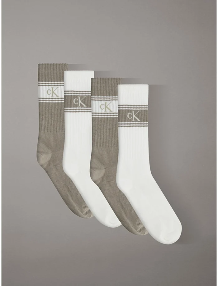 CALZINI UOMO CALVIN KLEIN IN SPUGNA LEGGERA CONFEZIONE IN LATTA DA 4 BIANCHI E BEIGE - immagine 2