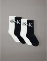 CALZINI UOMO CALVIN KLEIN IN SPUGNA LEGGERA CONFEZIONE IN LATTA DA 4 DUE BIANCHI E DUE NERI CLASSICO LOGO - immagine 3