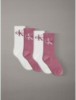 CALZINI DONNA CALVIN KLEIN IN SPUGNA LEGGERA CONFEZIONE IN LATTA DA 4 2 BIANCHI E DUE ROSA CLASSICO LOGO - immagine 2