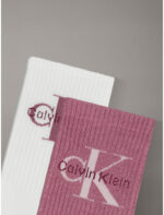 CALZINI DONNA CALVIN KLEIN IN SPUGNA LEGGERA CONFEZIONE IN LATTA DA 4 2 BIANCHI E DUE ROSA CLASSICO LOGO - immagine 3