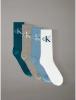 CALZINI UOMO CALVIN KLEIN IN SPUGNA LEGGERA CONFEZIONE DI LATTA DA 4 MULTICOLORS CLASSICO LOGO - immagine 2