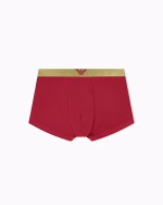 BOXER UOMO EMPORIO ARMANI IN COTONE ROSSO SCURO CON BANDA DORATA E LOGO CENTRALE - immagine 3