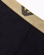 BOXER UOMO EMPORIO ARMANI IN COTONE NERO CON BANDA DORATA E LOGO CENTRALE - immagine 2