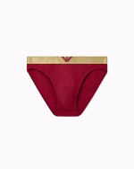 SLIP UOMO EMPORIO ARMANI IN COTONE ROSSO SCURO CON BANDA DORATA E LOGO CENTRALE - immagine 3