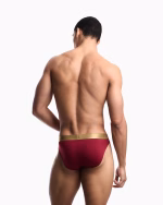 SLIP UOMO EMPORIO ARMANI IN COTONE ROSSO SCURO CON BANDA DORATA E LOGO CENTRALE - immagine 4