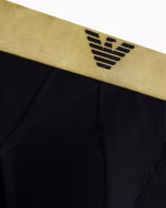 SLIP UOMO EMPORIO ARMANI IN COTONE NERO CON BANDA DORATA E LOGO CENTRALE - immagine 2