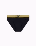 SLIP UOMO EMPORIO ARMANI IN COTONE NERO CON BANDA DORATA E LOGO CENTRALE - immagine 3