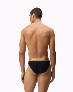 SLIP UOMO EMPORIO ARMANI IN COTONE NERO CON BANDA DORATA E LOGO CENTRALE - immagine 4