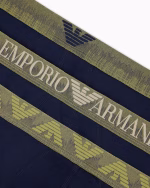 3 SLIP UOMO EMPORIO ARMANI IN COTONE BLU CON BANDA DORATA - immagine 3