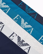 3 PACK BOXER UOMO EMPORIO ARMANI IN COTONE OTTANI, GRIGIO E NERO CON ELASTICO "EVA" - immagine 3