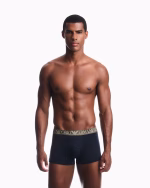 3 BOXER UOMO EMPORIO ARMANI IN COTONE BLU CON BANDA DORATA - immagine 2