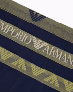 3 BOXER UOMO EMPORIO ARMANI IN COTONE BLU CON BANDA DORATA - immagine 3