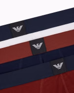 3 SLIP UOMO EMPORIO ARMANI IN COTONE CON NUOVO LOGO ROSSA, BLU E BIANCA - immagine 3