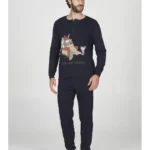 PIGIAMA UOMO HAPPY PEOPLE IN CALDO COTONE DELLA COLLEZIONE INVERNO 2026. COLORE BLU "ME & TEDDY"