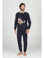 PIGIAMA UOMO HAPPY PEOPLE IN CALDO COTONE DELLA COLLEZIONE INVERNO 2026. COLORE BLU "ME & TEDDY"