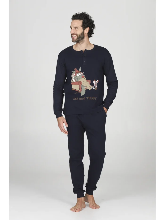 PIGIAMA UOMO HAPPY PEOPLE BLU "ME & TEDDY" - immagine 2