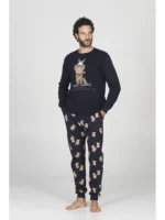 PIGIAMA UOMO HAPPY PEOPLE BLU "UN ABBRACCIO NON HA BISOGNO DI PAROLE" - immagine 2