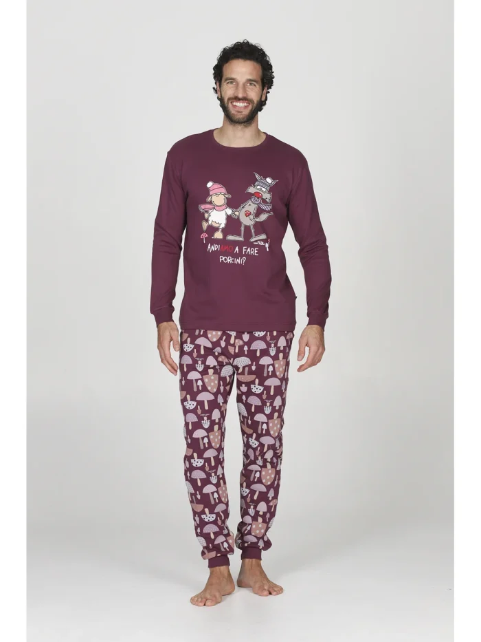 PIGIAMA UOMO HAPPY PEOPLE "ANDIAMO A FARE I PORCINI" - immagine 2