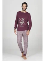 PIGIAMA UOMO HAPPY PEOPE COLOR MELANZANA "FATE LARGO VADO IN LETARGO" - immagine 2