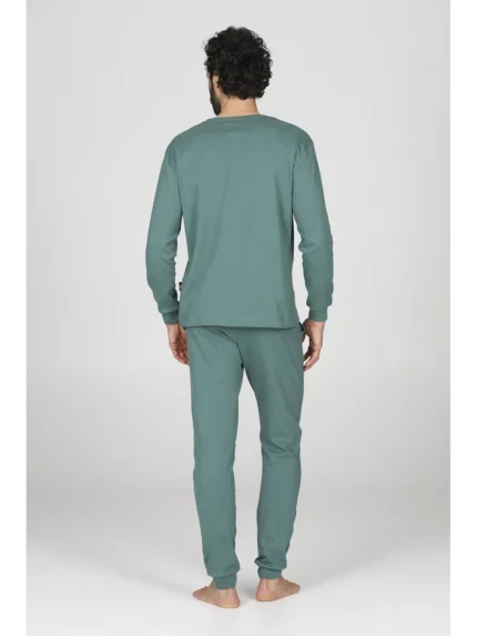 PIGIAMA UOMO HAPPY PEOPLE IN CALDO COTONE DELLA COLLEZIONE INVERNO 2026. COLORE VERDE "ATTENTI AL LUPO"