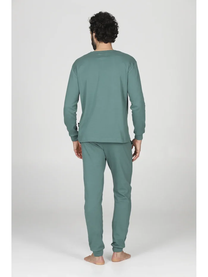PIGIAMA UOMO HAPPY PEOPLE IN CALDO COTONE DELLA COLLEZIONE INVERNO 2026. COLORE VERDE "ATTENTI AL LUPO"