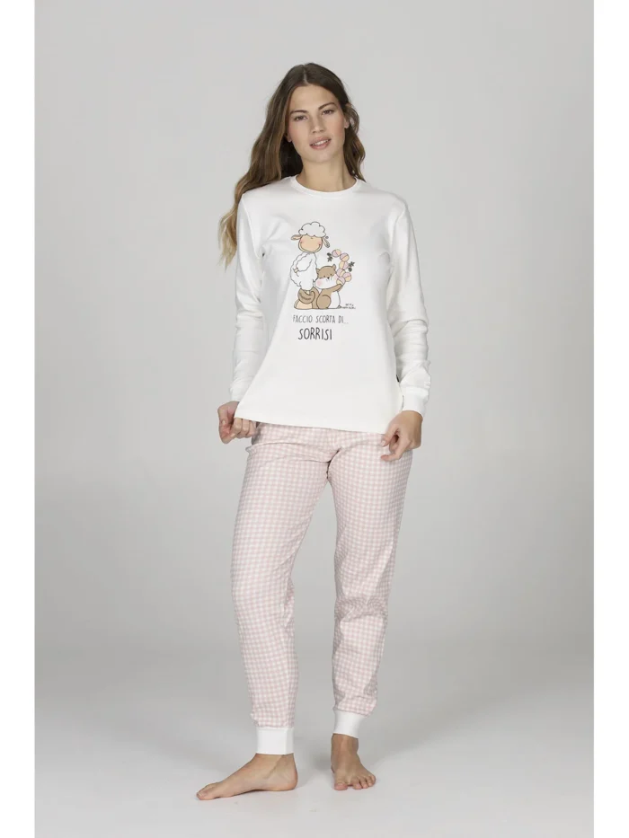 PIGIAMA DONNA HAPPY PEOPLE IN CALDO COTONE INVERNO 2026 FACCIO SCORTA DI SORRISI