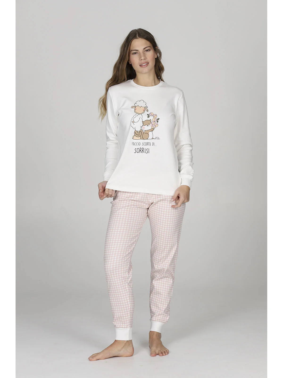 PIGIAMA DONNA HAPPY PEOPLE IN CALDO COTONE INVERNO 2026 FACCIO SCORTA DI SORRISI