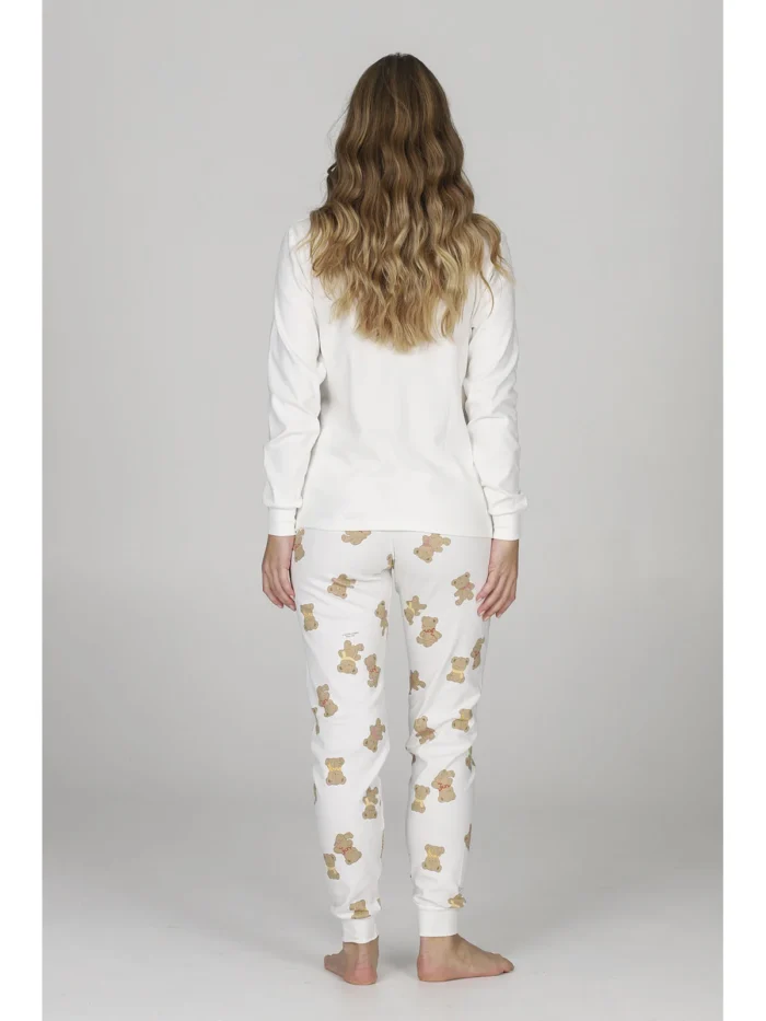 PIGIAMA DONNA HAPPY PEOPLE BIANCO CON PANTALONE CON GHIANDE "SE MI CERCHI SONO A LETTO CON L'ORSETTO" - immagine 3
