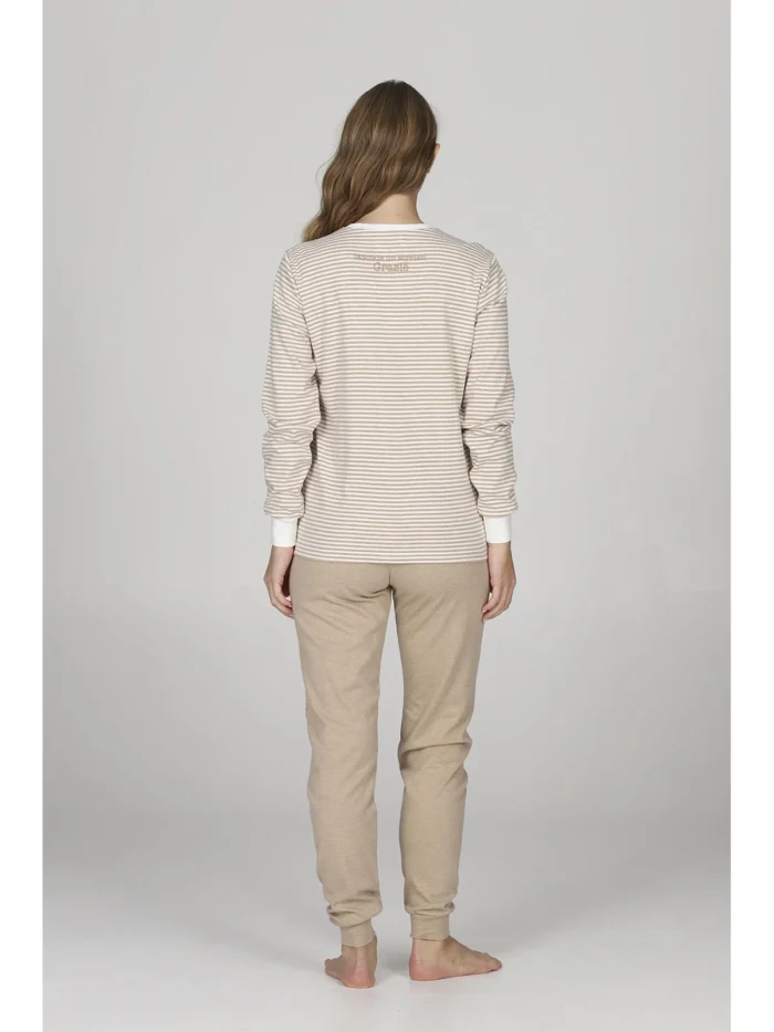 PIGIAMA DONNA HAPPY PEOPLE RIGHINE PANNA E BEIGE "SE MI CERCHI SONO A LETTO CON L'ORSETTO" - immagine 3
