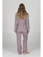 PIGIAMA DONNA HAPPY PEOPLE APERTO A SCACCHETTI VIOLA E BIANCHI - immagine 3