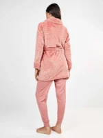 VESTAGLIA DONNA GISELA IN CORAL ROSA CON BOTTONI E CINTURA - immagine 3