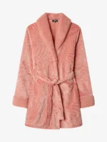 VESTAGLIA DONNA GISELA IN CORAL ROSA CON BOTTONI E CINTURA - immagine 5