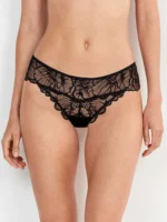 COMPLETO INTIMO DONNA GISELA BUSTIER IN PIZZO NERO E BASE COLOR CARNE E BRASILIANA IN PIZZO - immagine 5