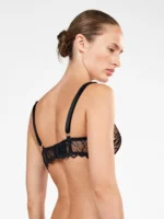 COMPLETO INTIMO DONNA GISELA BUSTIER IN PIZZO NERO E BASE COLOR CARNE E BRASILIANA IN PIZZO - immagine 7