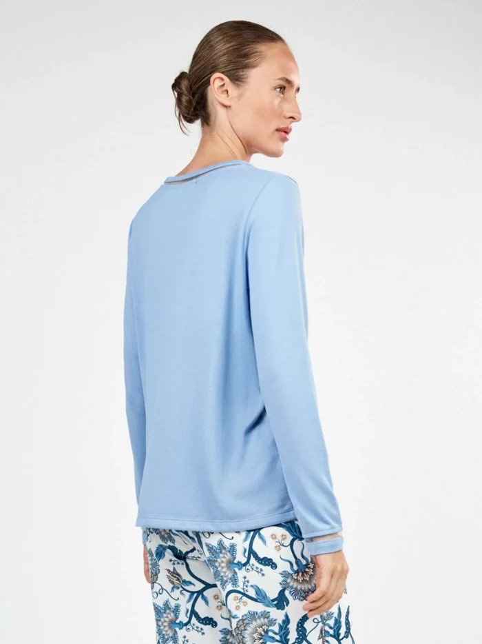 PIGIAMA DONNA GISELA IN LEGGERO CORAL AZZURRO E PANTALONE E FANTASIA - immagine 4