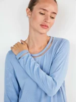PIGIAMA DONNA GISELA IN LEGGERO CORAL AZZURRO E PANTALONE E FANTASIA - immagine 5