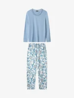 PIGIAMA DONNA GISELA IN LEGGERO CORAL AZZURRO E PANTALONE E FANTASIA - immagine 6