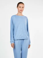 PIGIAMA DONNA GISELA MAGLIA E PANTALONE AZZURRO IN LEGGERO CORAL - immagine 3