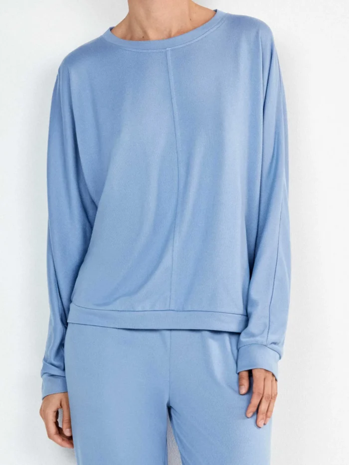 PIGIAMA DONNA GISELA MAGLIA E PANTALONE AZZURRO IN LEGGERO CORAL - immagine 4