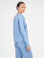 PIGIAMA DONNA GISELA MAGLIA E PANTALONE AZZURRO IN LEGGERO CORAL - immagine 5