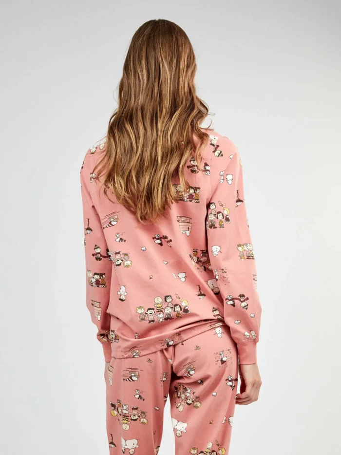 PIGIAMA DONNA GISELA IN COTONR ROSA CON MICROSTAMPE SNOOPY - immagine 3