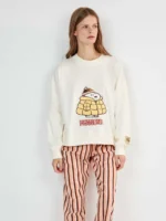 PIGIAMA DONNA GISELA IN COTONE MAGLIA BIANCA SNOOPY CON PANTALONE A RIGHE - immagine 4